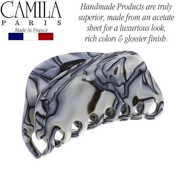 Paris French Hair Ponytail Holders Ties, Flower, Handmade, Gray, Strong Hold Gri - Picture 2 of 8